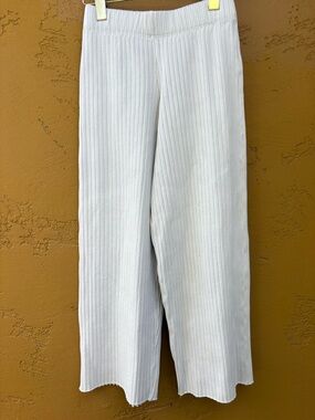 Vince Cream Wide-Leg Ribbed Pants